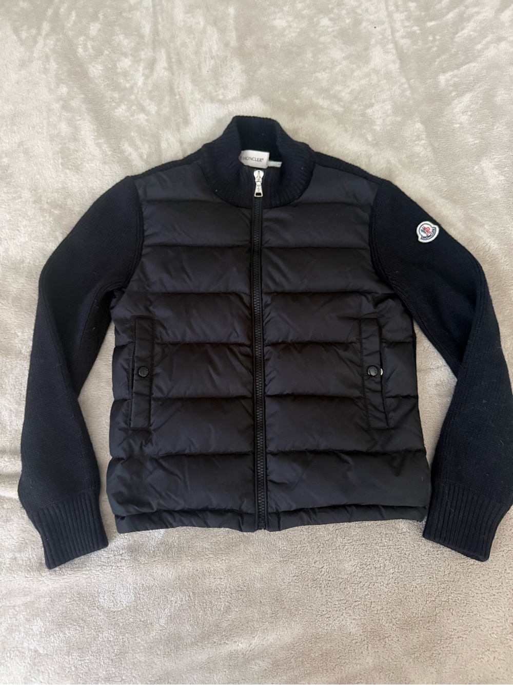 Moncler Boys Black Hybrid Cardigan / Sweater Jacket. Size 10